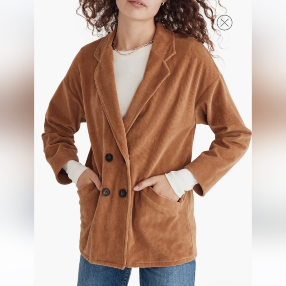 Madewell Brown Corduroy Double-Breasted Blazer